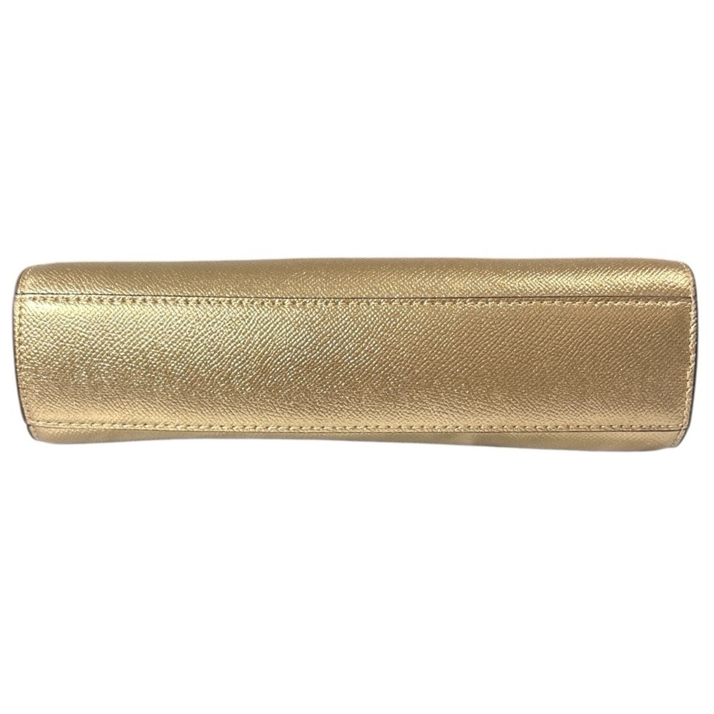 NWT Michael Kors Large Pale Gold Leather Crossbody Clutch Purse Metallic - Picture 7 of 8